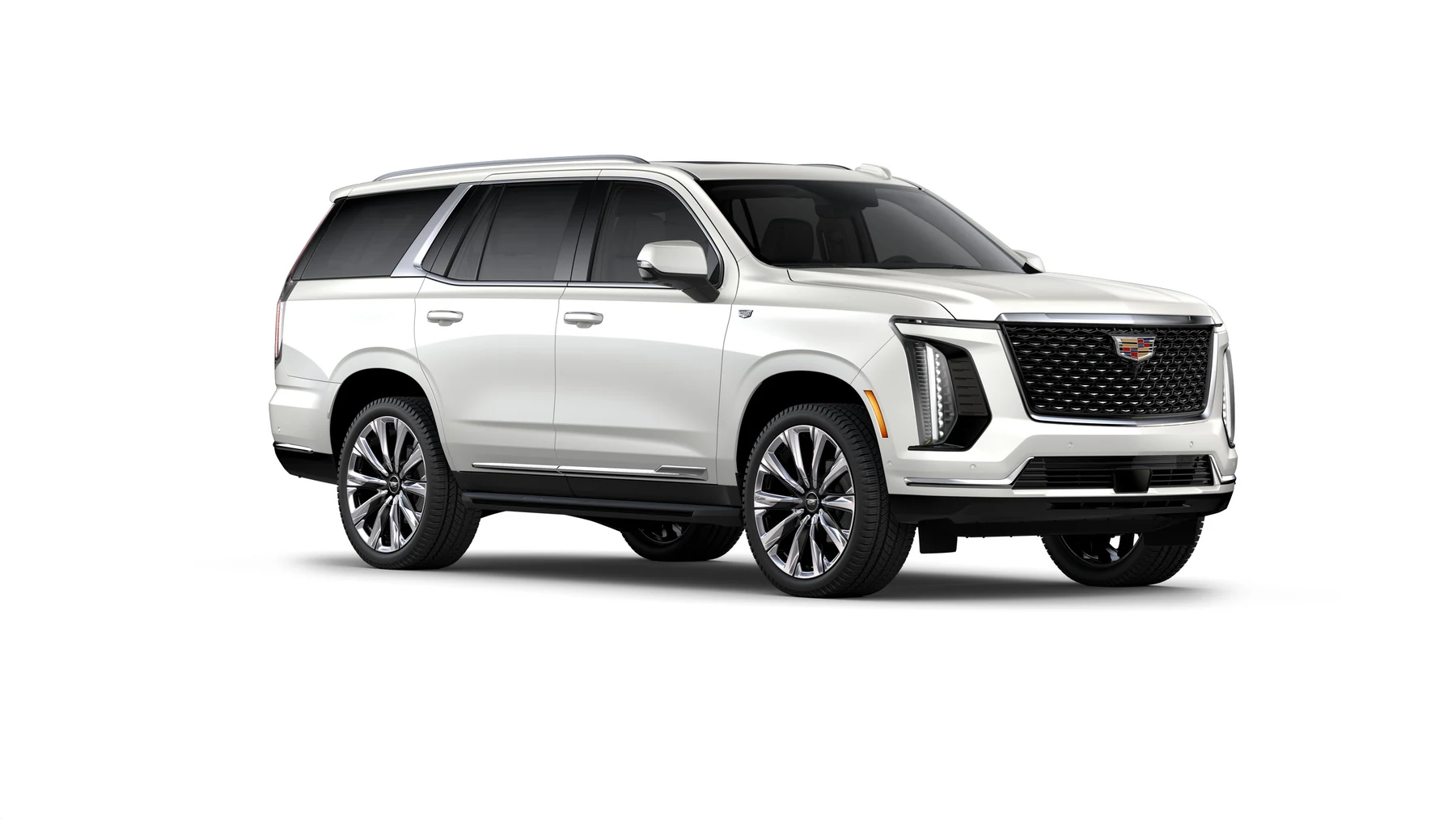 Cadillac Escalade SUV Luxury 2026 blanca vista frontal tres cuartos