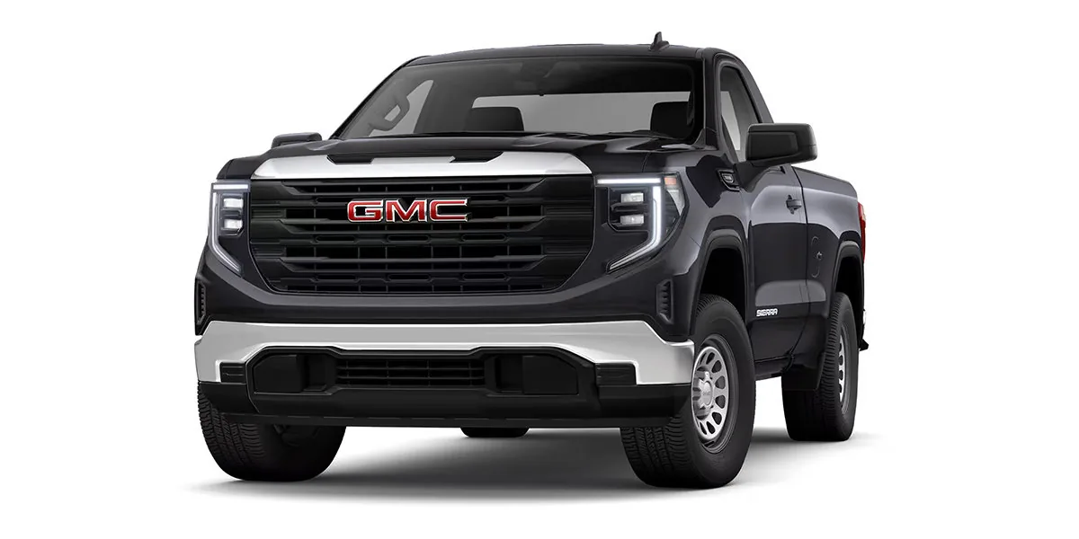 GMC Sierra Regular 2026 gris oscuro, vista frontal tres cuartos