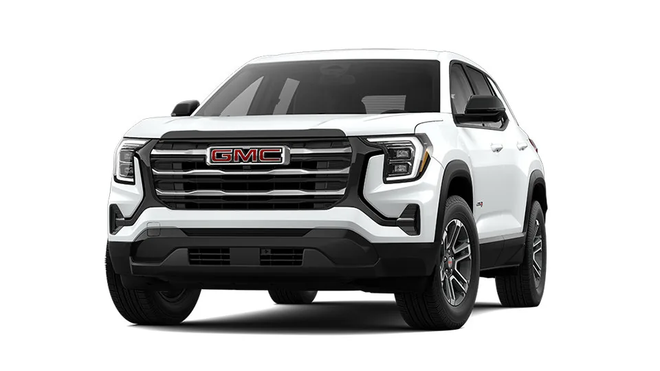 GMC Terrain AT4 AWD 2026 blanca, vista frontal tres cuartos