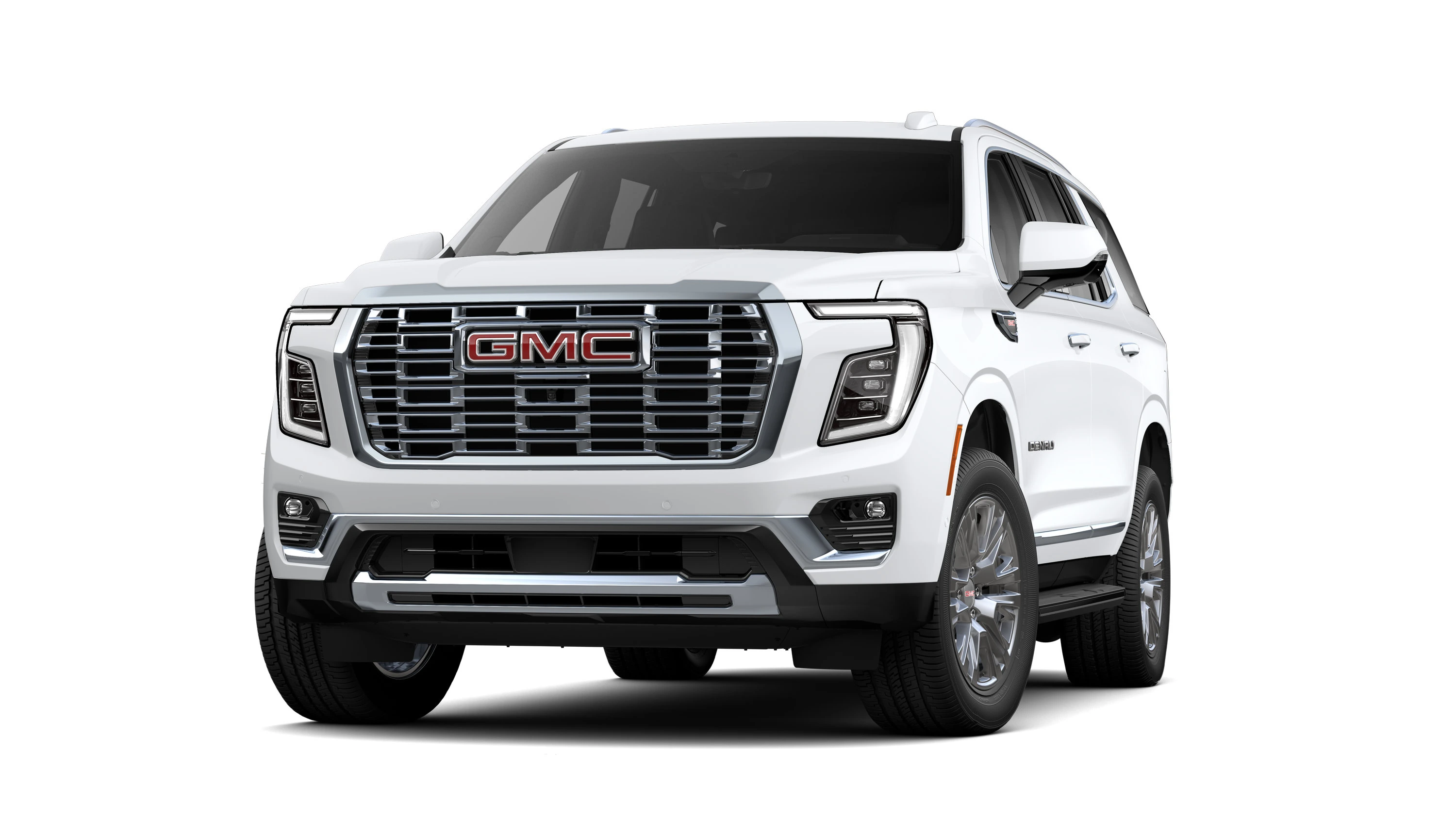 GMC Yukon XL Denali 2026 gris, vista frontal tres cuartos